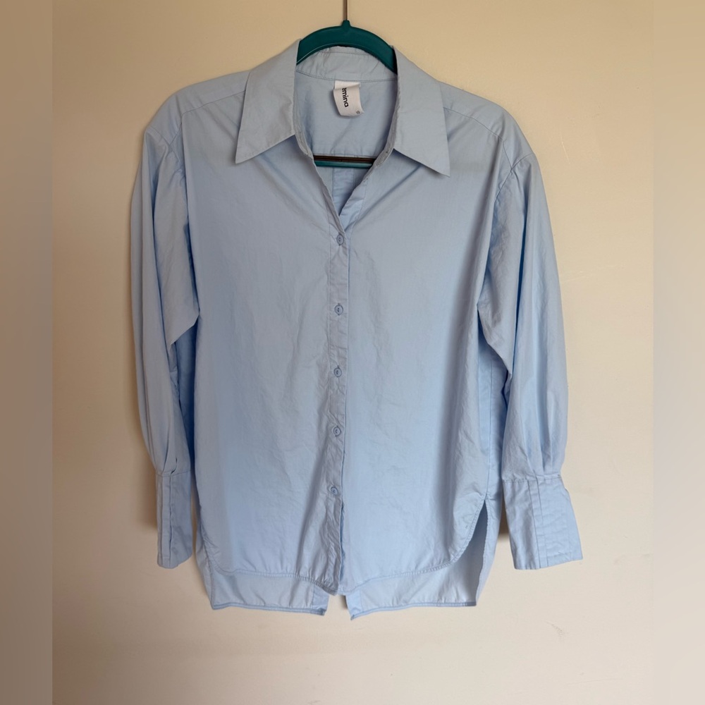 Foemina Daphne Blue Button Down Long Sleeve Blouse Sz 10